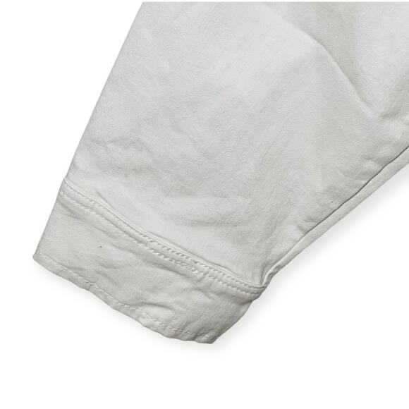 Susan Graver White Peplum Denim Jacket XL Eyelet Lace Hem Stretch Cotton - Picture 7 of 12